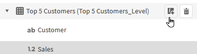 Cropped image showing the icon to add a calculated field, which appears when hovering over a level you have created in the 'Field List' menu