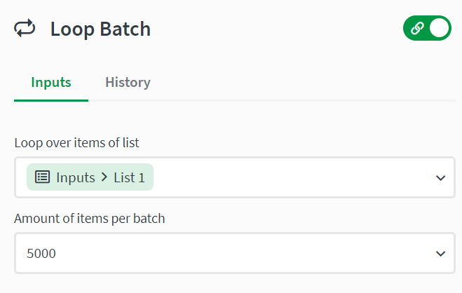 Loop batch block inputs