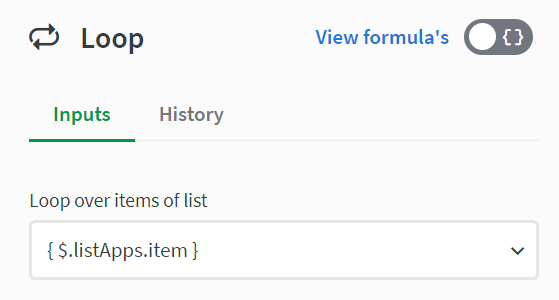 part of automation showing a loop and formula to access item