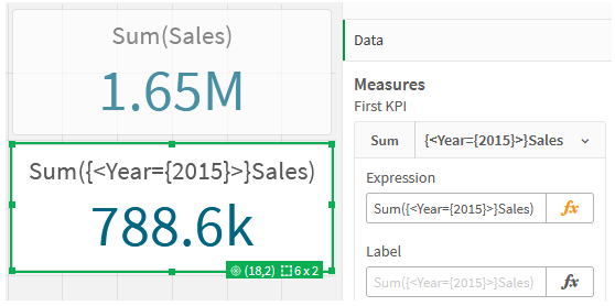 Click to view full size KPIs using set modifiers.