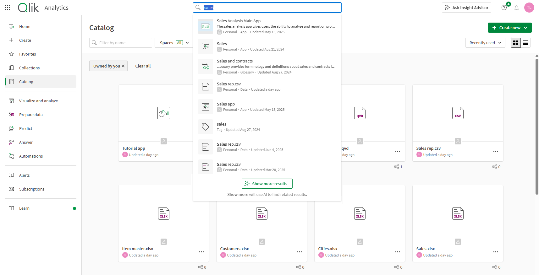 使用可用的語意搜尋功能進行搜尋。
