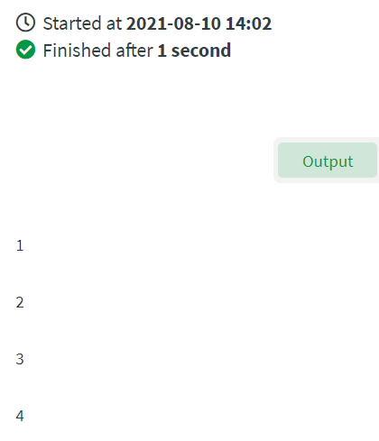 loop counter output showing counter values