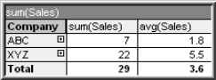 A pivot table. The fields under the Company heading have plus signs beside them.