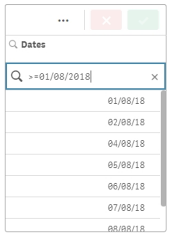 Click to view full size Numeric search for dates matching a specific numeric condition (in this case, in this case, dates on and after January 8, 2018. The numeric comparison used is the 'greater than or equal to' comparison.).