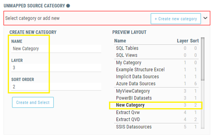 Click to view full size Creation of a new category via the Add Rule prompt. Its Layer is set to 3, and its Sort Order is set to 2.